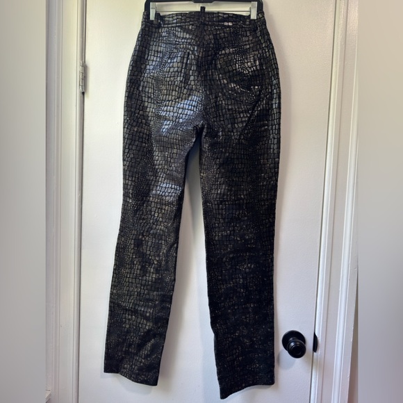 Newportnews Easy Style Croc Embossed Reptile Print Leather Pants Size 10T - Picture 5 of 11